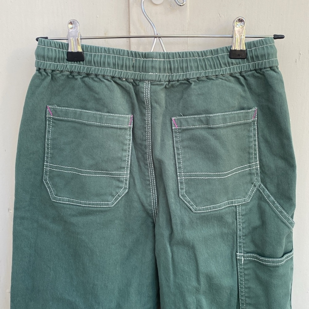 Mini Boden Girls Sz 12-13 Green Cargo Pants Elastic Waist Pull-On Stretch Cotton - Picture 4 of 8